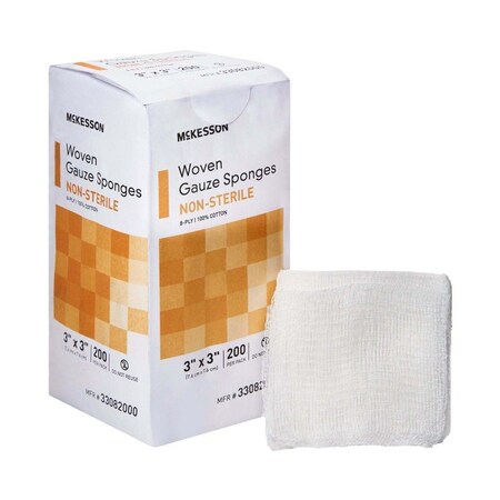 Mckesson NonSterile Gauze Sponge, 3 x 3 Inch, 200PK 33082000